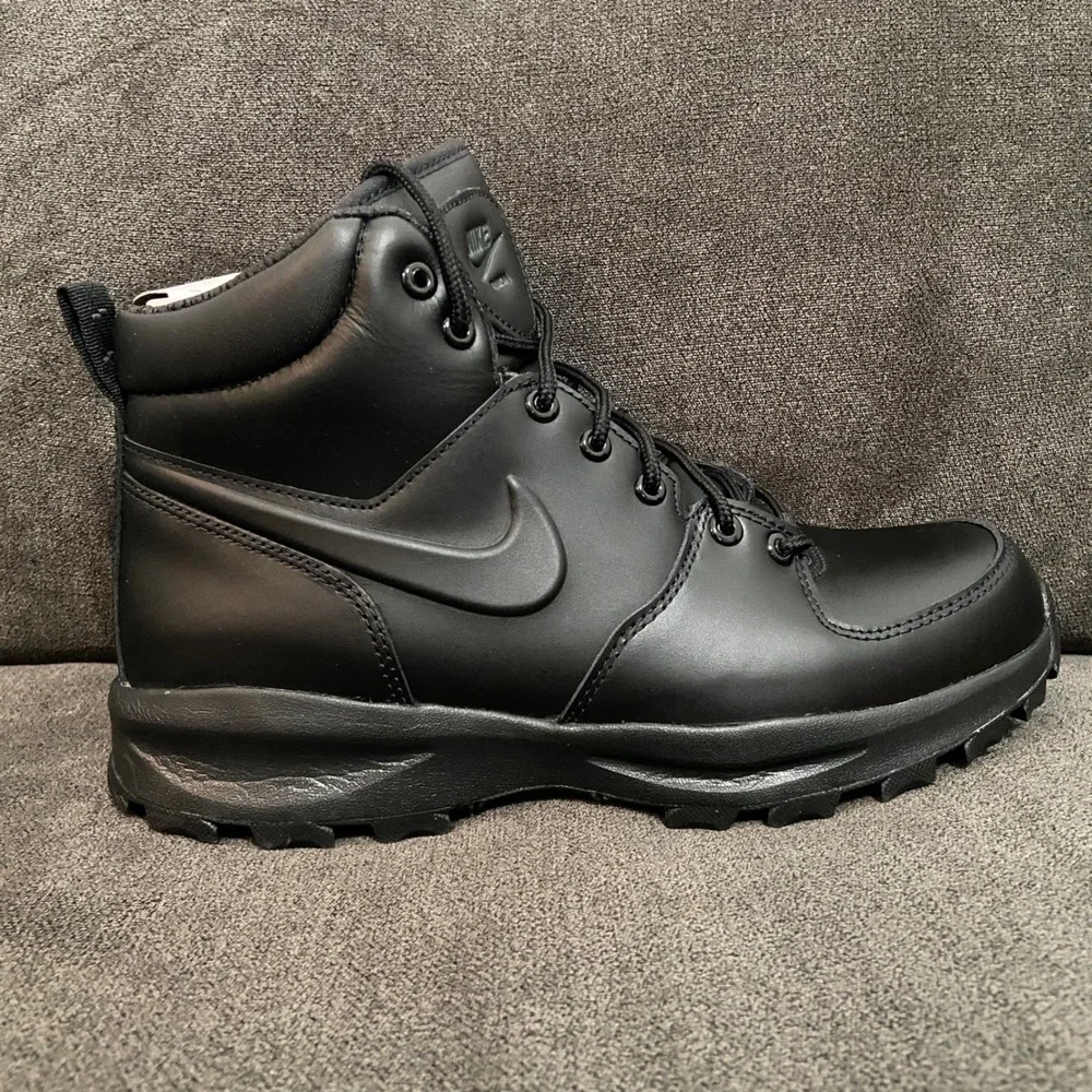 Nike Manoa Leather Boots Mens 9.5 Black Hiking Streetwear ACG Style 454350-003